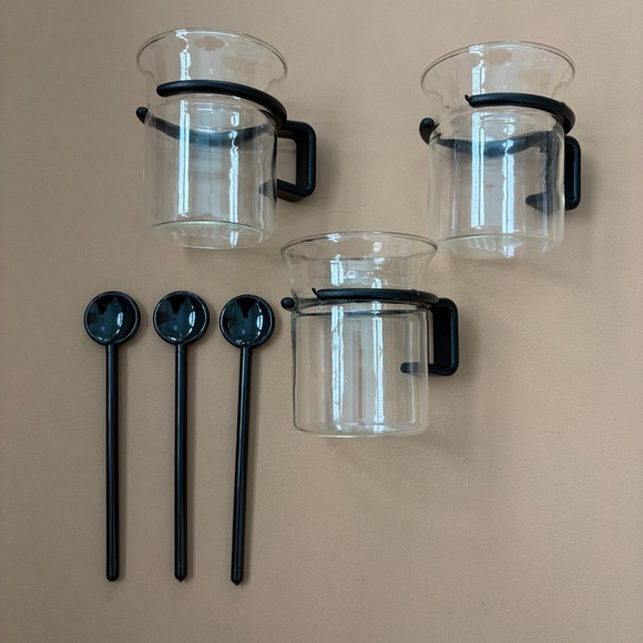 Bodum 6 Piece Espresso Bistro Cup & Spoon SET Capt Picard Glass 8oz Vintage Mug